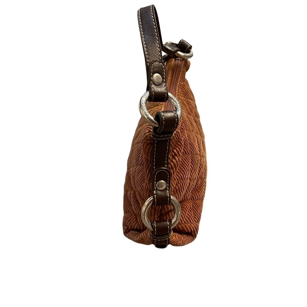 Tommy Hilfiger Brown Quilted Corduroy Small Bag with Leather and Silver Accents - Picture 4 of 12